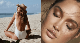 Mirabella Beauty Glow Girl Model on the beach with radiant skin