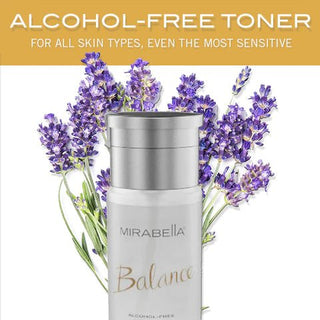 Balance Alcohol-Free Toner bottle from Mirabella Beauty, designed to refine and balance skin without alcohol.