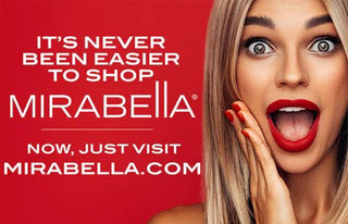 Mirabella Beauty Banner Card with Model Image Announcing Purchase of Mirabella.com web domain