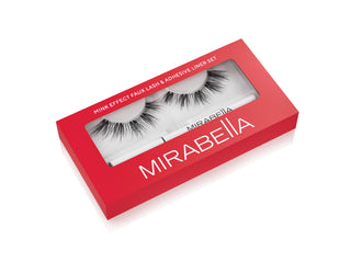 Image of Mirabella Beauty False Mink Eyelashes with adhesive Glue Pen on white background in red box