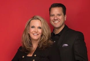 Close-up of the founders of Mirabella Beauty Miranda & Layne Coggins husband and wife duo, luxurious beauty products.