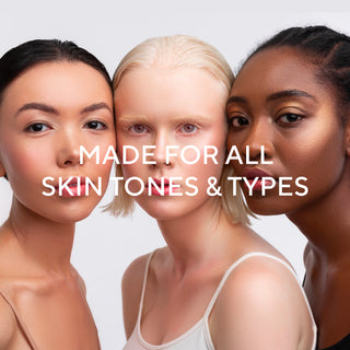 3 Models with diverse Ethnicities wearing makeup by Mirabella Made for all Skin Types and Tones