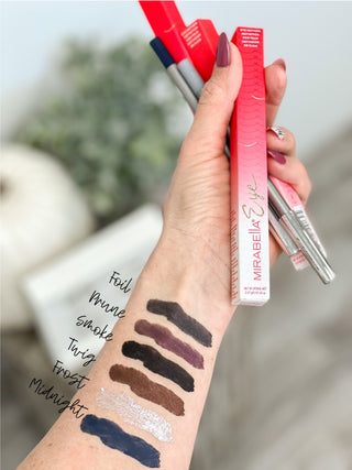 Mirabella Eye Definers Swatches on arm to show pigments & variety of: Essential tips & pencils for stunning eye makeup looks