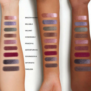 True to You Buff Eyeshadows swatched on different skin tones, showcasing the diverse range of 9 eyeshadow shades.