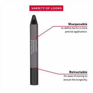 Mirabella Blackmail Eye Crayon: Retractable precise application & safe for waterline on white background for smoky eyes