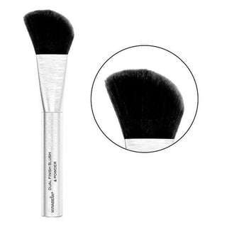 Mirabella Dual-Finish Blush & Powder Brush: Close-up of versatile brush with dual-ended design for precise blush & powder application