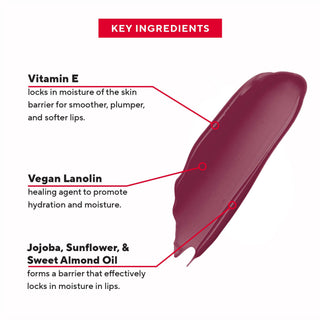 Swatch of Luxe Advanced Formula Lip Gloss, showing its rich pigmentation and smooth finish - key ingredients and benefits of formula.