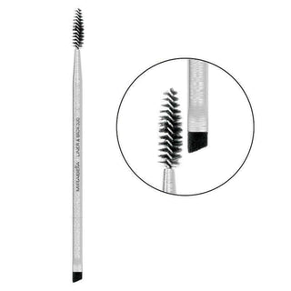 Mirabella Liner & Brow Duo Brush with angled liner brush & spoolie for precise eyeliner application & brow grooming, ensuring defined makeup