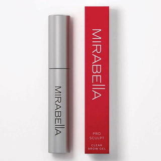 Mirabella Pro Sculpt Clear eyebrow Gel tube with red box, perfect for shaping, setting, and holding brows for a polished, natural makeup