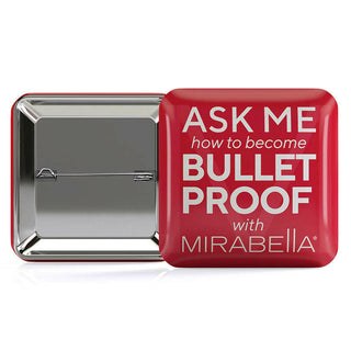 Mirabella Bulletproof Button Pin showing its sleek design with a secure clasp for easy attachment to clothing or accessories.