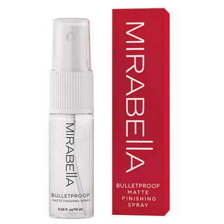 Mirabella Mini Bulletproof Matte Setting Spray bottle, designed for a long-lasting, shine-free finish and all-day makeup hold.