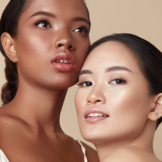 Group of Mirabella's diverse makeup models showcasing stylish makeup inspo in an editorial photoshoot, promoting the brand's inclusive cosmetics.