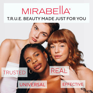 Group of diverse women in versatile makeup looks, highlighting Mirabella Beauty T.R.U.E. Beauty Made Just For You brand ethos meaning.