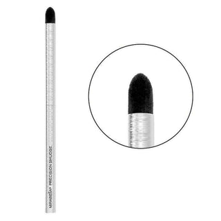 Close up Mirabella Precision Smudge Brush with soft, fine, tapered bristles for precise eyeshadow blending & detailing on white background