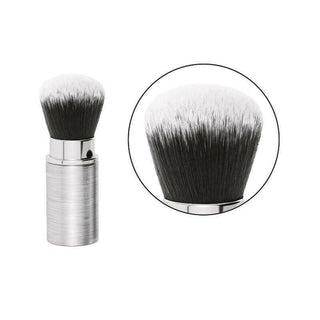 Image of Mirabella Kabuki Travel Makeup Brush with vegan bristles and aluminum handle.