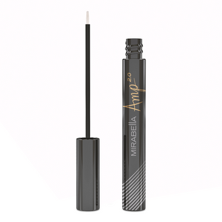 Amp 2.0 Lash & Brow Growth Serum: Effective formula in bottle on a white background, promoting fuller, longer lashes & brows